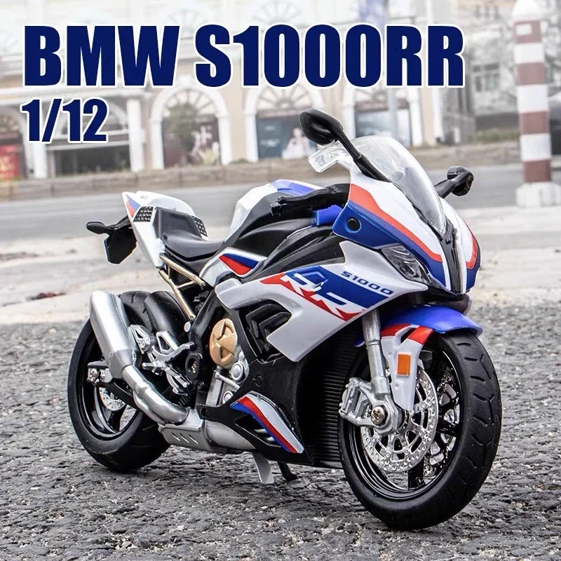 1:12 BMW S1000RR دراجة نارية عالية محاكاة سبيكة نموذج الكبار جمع الديكور الهدايا لعب للبنين M27