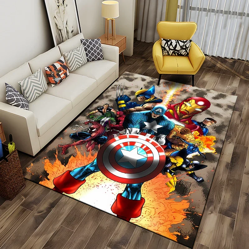 Disney Avengers Hero Carpet for Living Room Iron Man Game Rugs Soft Floor Cartoon Rugs Bathroom Rug Mat Yoga Mat Home Decor