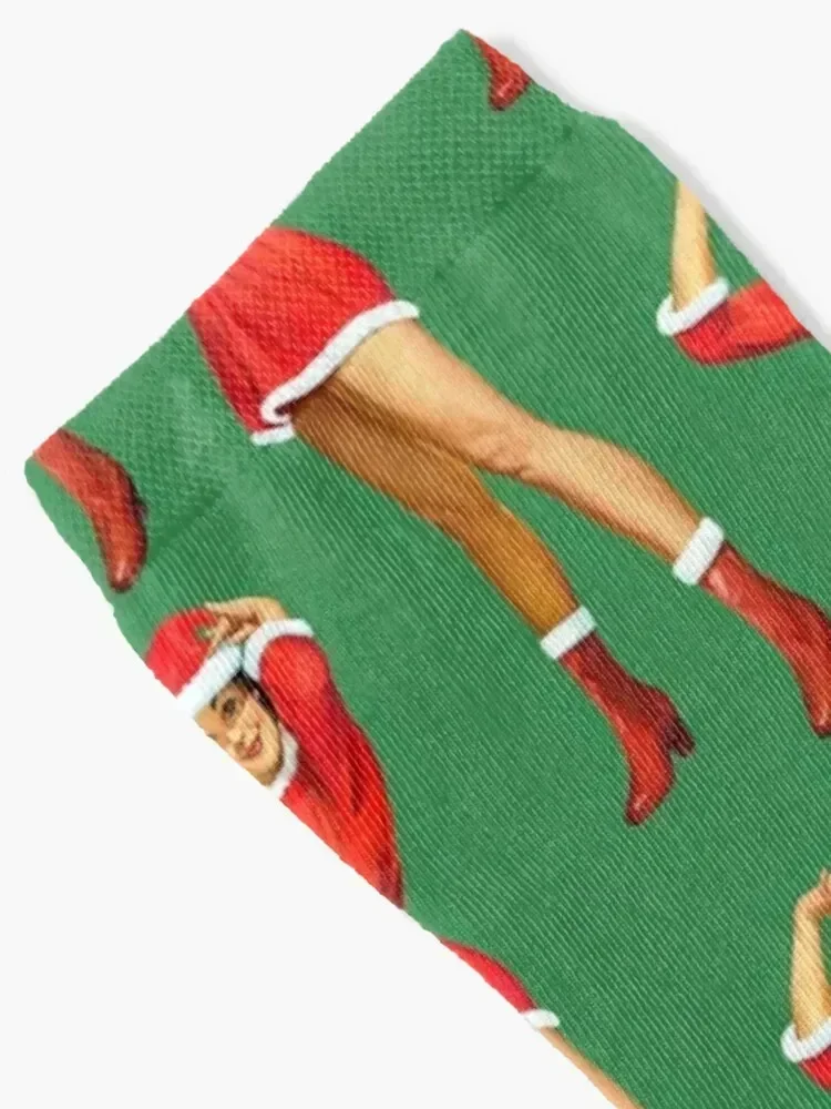 Vintage Pinup girl - Happy Holidays! Socks compression cute warm winter moving stockings Socks Men Women's