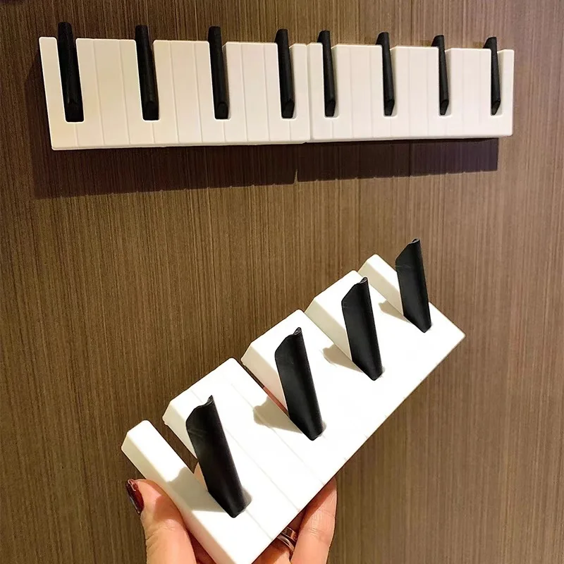 Creative Piano Keys Hooks Wall Mounted Clothes Racks Home Wall Living Room Bedroom Decorative Hat Bag 4 Compartment Hooks