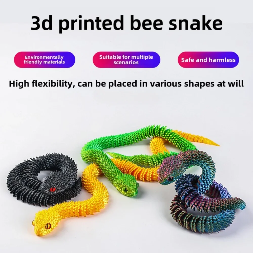 Hot 30cm 3D Printed Snake Decoration 3D Printed Animal Desk Accessories Room Decoration Desk Fun Snake Year Decorations Choice