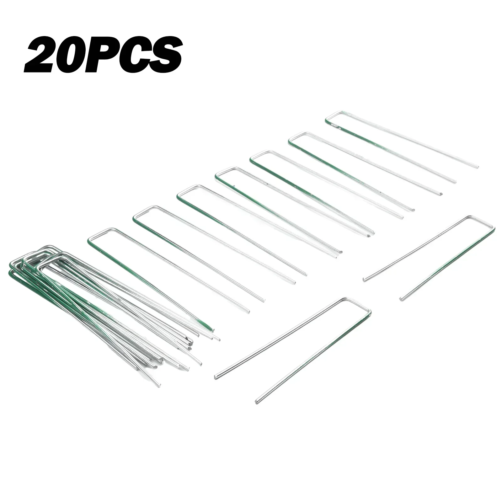 Pasadores de césped de alta resistencia, gran oferta, grapas fiables, pines en U, ancla, hierba Artificial falsa, medio verde, 150mm, 20 piezas