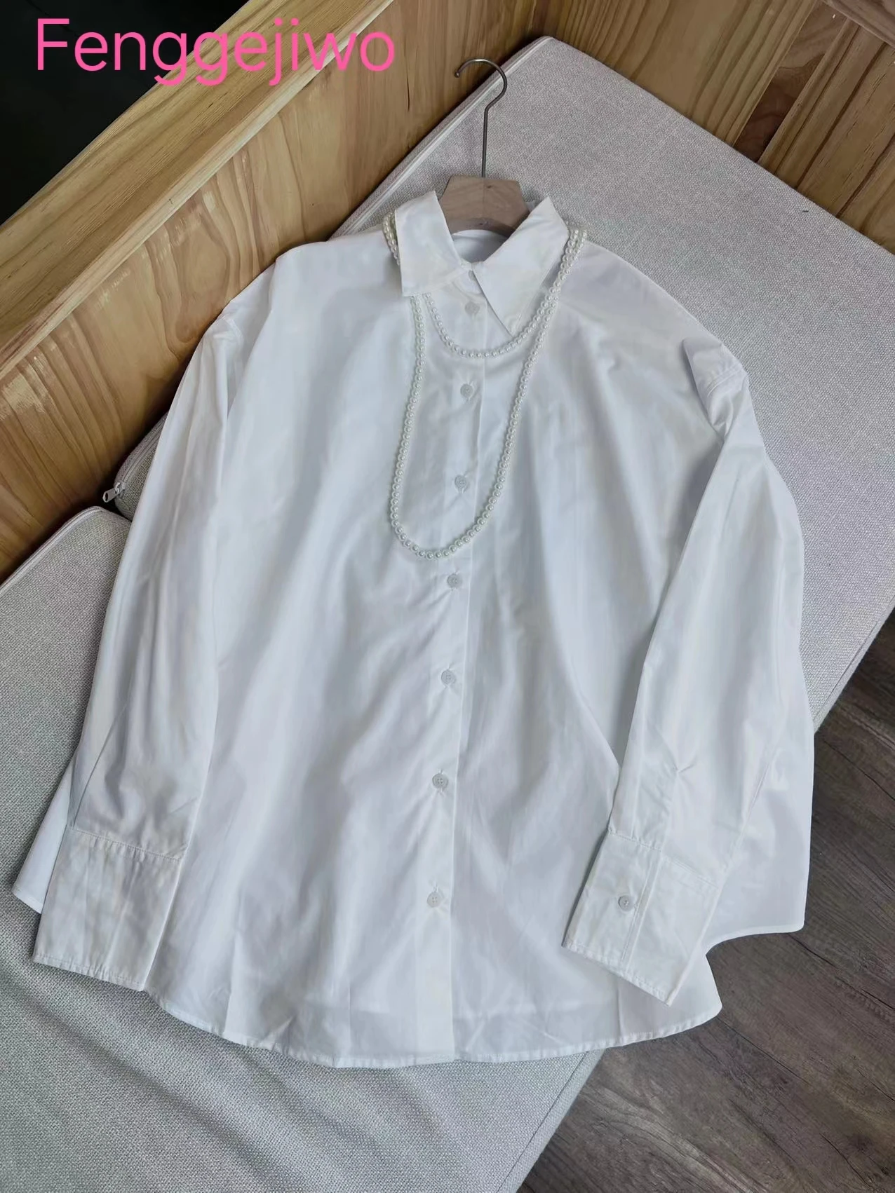 Imagem -05 - Fenggejiwo Camisa Branca Camisa Silhueta Branco Puro