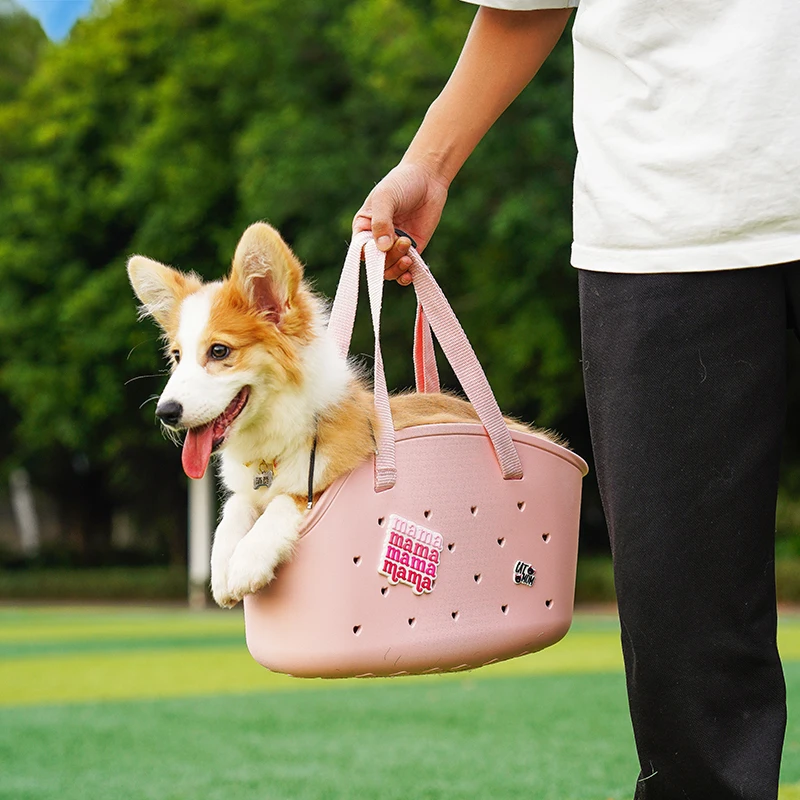 Mochila EVA cómoda con bolsillo abierto para mascotas, bolsa para perros y gatos, para viajes al aire libre, portátil, impermeable, fácil limpieza, con asa para mascotas