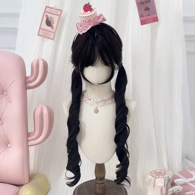 

Synthetic Wig [Small Cake] Double Pigtails with Roman Curls Lolita Wig Long Curly Hair Natural Sweet Cute