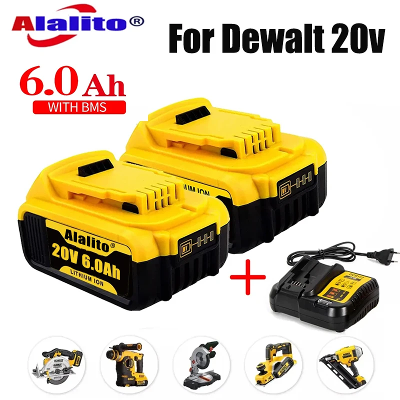 

20v Battery Tools 6.0Ah DCB200 DCB184 DCB181 Replacement Li-ion Battery for DeWalt MAX power tool 6000mAh lithium Batteries