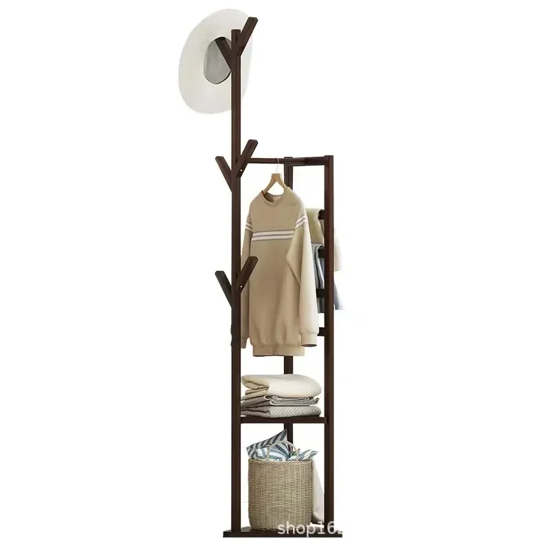 Bamboe Materiaal Jas Rack Floor Slaapkamer Kleerhanger Kamer Kledingrek Eenvoudige Moderne Multi-Functionele Massief Houten Hanger