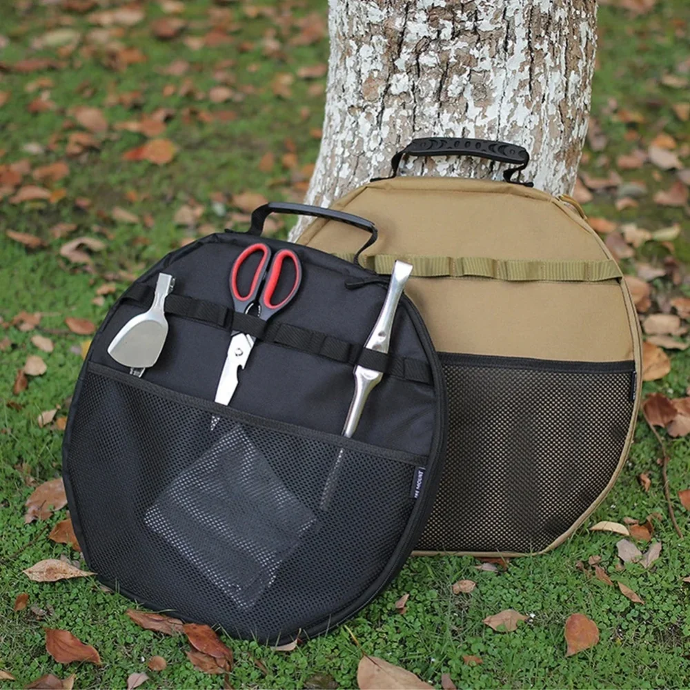 1Pcs 42×42cm Korean BBQ Grill Pan Storage Bag Portable Camping Picnic Cookware Carry Bag Frying Pan Organizer Bakeware Tote Bags