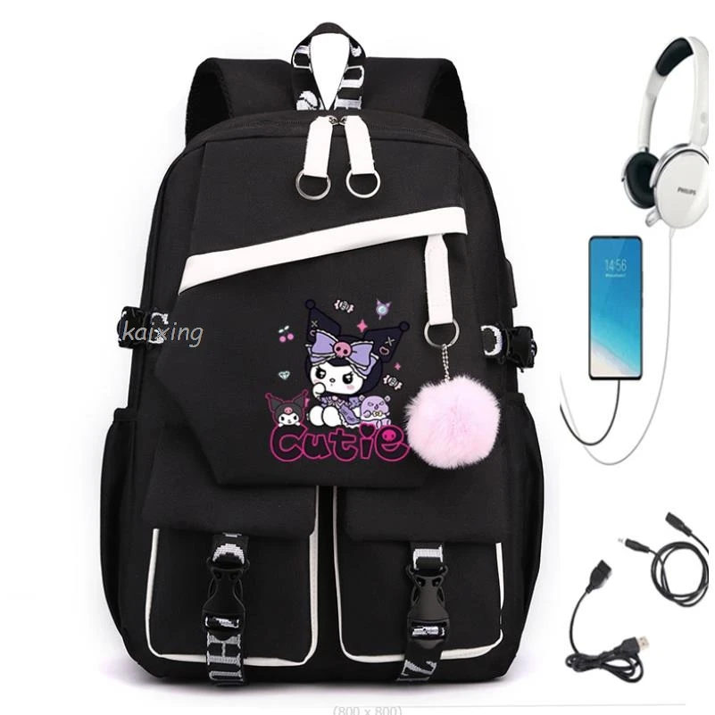 Hot Lovely Kuromi Melody Backpacks Waterproof Large Capacity Laptop Back To Schoolbag Girl Rucksack Travel Bag Mochila Gifts