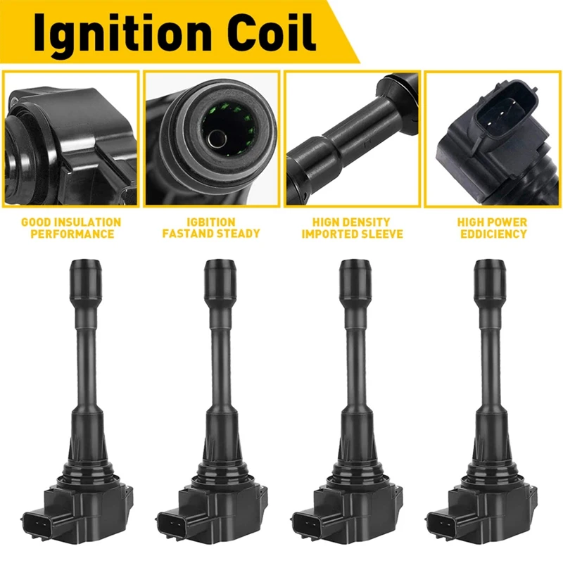 4Pcs Ignition Coil Component For Nissan Altima Cube Rogue Infiniti FX50 22448ED000, 22448JA00A, 22448JA00C, 610-50136 UF-549