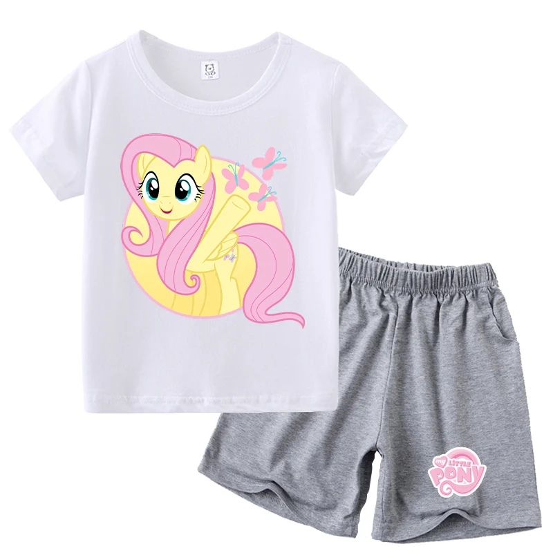 My Little Ponys t-shirt per bambini pantaloni 2 pezzi set Rainbow Dashs Raritys Catnap tute Tees pantaloni abiti bambini regali di compleanno