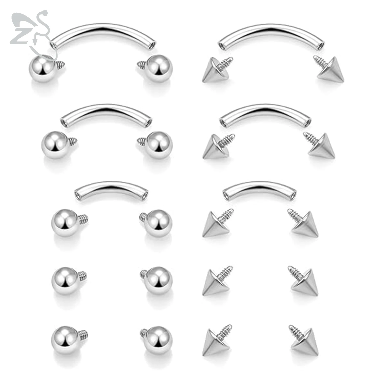 ZS 1PC 16G G23 Titan Augenbraue Ring Innengewinde Brücke Piercing Gebogene Barbell Knorpel Ohrring 6mm/8mm/10mm/12mm Schmuck