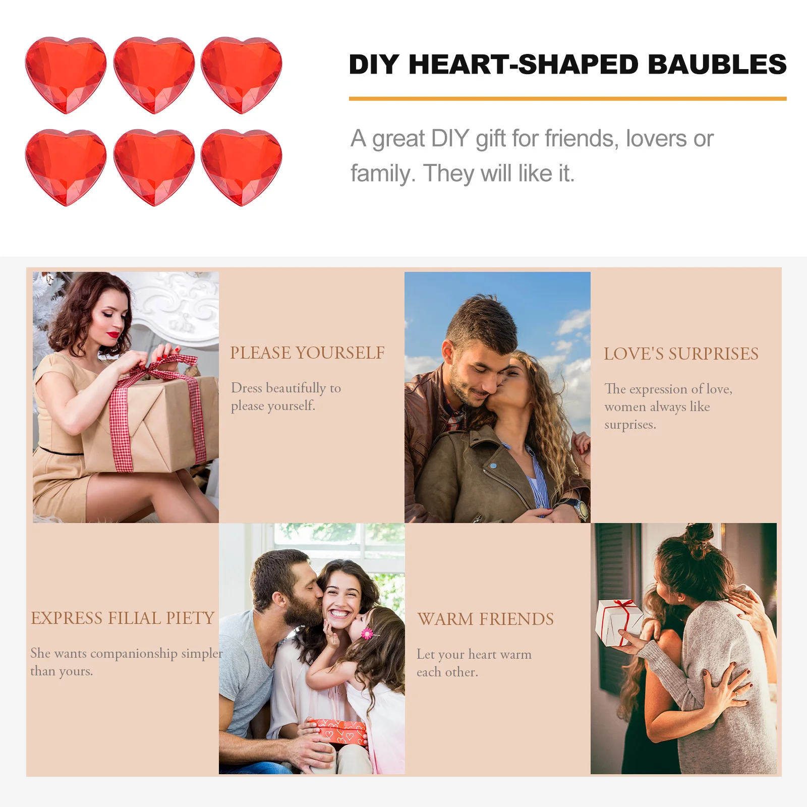 

100Pcs Heart-Shaped Baubles Acrylic 3D Valentine's Day Wedding Festival DIY Decoration Shiny Unique Romantic Parts