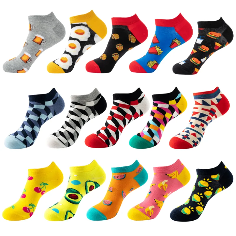 

Hot 2026 1/5 Paris Fruit Print No Show Socks Men Women Summer Anti-Slip Invisible Socks Women Men Calcetines Sokken Comfort Ankle