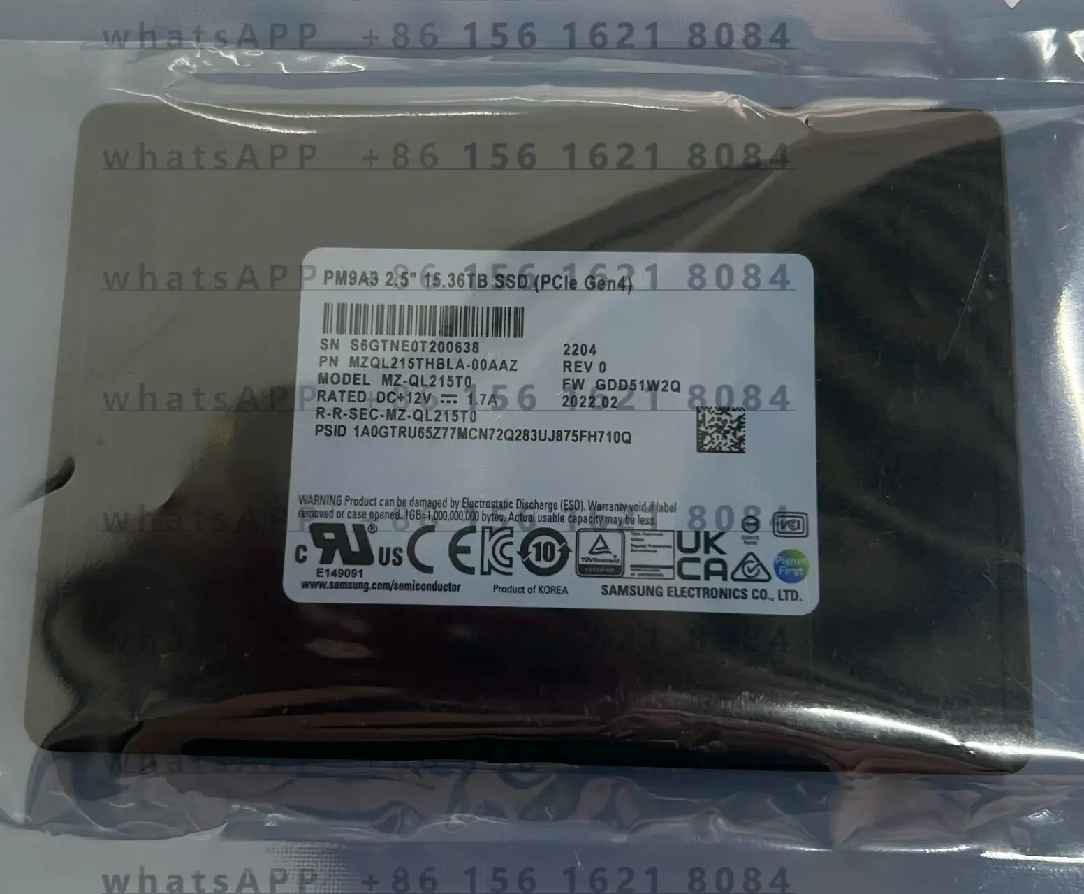 

Оригинальный твердотельный накопитель Enterprise Level 15,36 ТБ MZQL215THBLA-00A07 2,5 дюйма U.2 SED для ноутбука включает в себя SATA