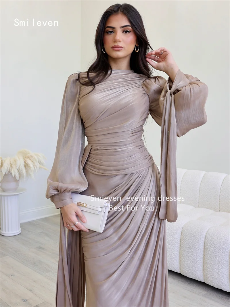 Smileven クラシックマーメイドドレス イブニングドレス プロムドレス フルスリーブ パーティードレス ふわふわ スクープ オケージョンドレス カスタマイズ 2026