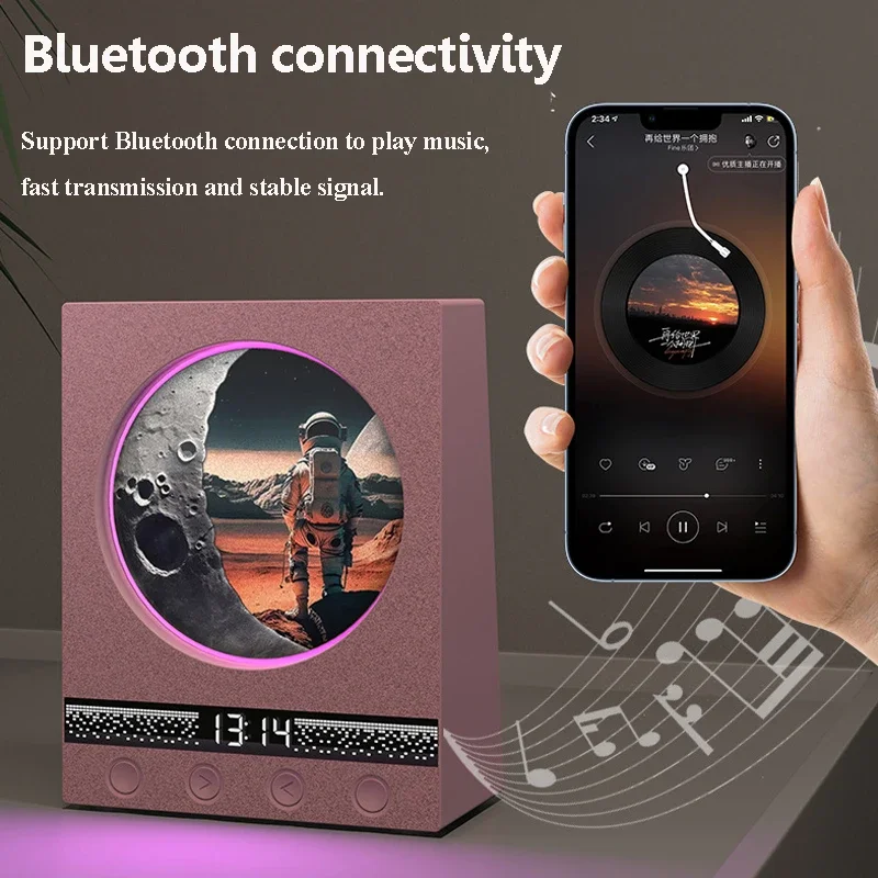 High Quality Bluetooth Speaker Vinyl Record Player Small Speaker 3D Stereo Birthday Gift Atmosphere Light Astronomical Music Box