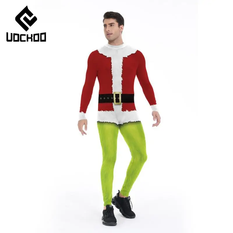 Costume cosplay di Babbo Natale Natale verde adulto tuta sexy carnevale festa vestito vacanza Zentai vestito novità vestiti unisex