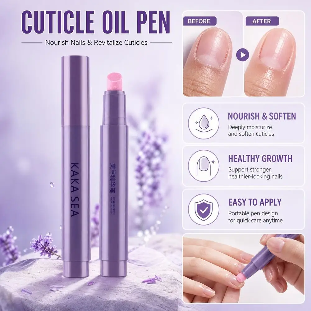 3 In 1 Cuticle Oil Pen Solid Balm Nail Treatment Repair Strengthener Hydrating Anti-Breakage Manicure Care Pen