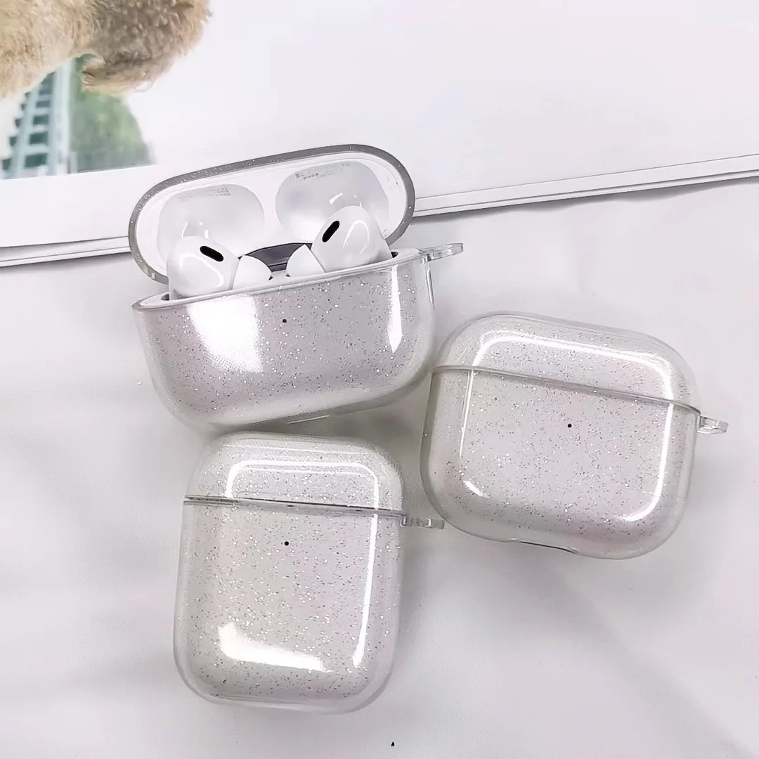 Luxury Bling Glitter Soft TPU Earphone Case for Apple Airpods Pro 2nd Transparent Cover For Air Pods 3 2 1 3rd Cover Accessories