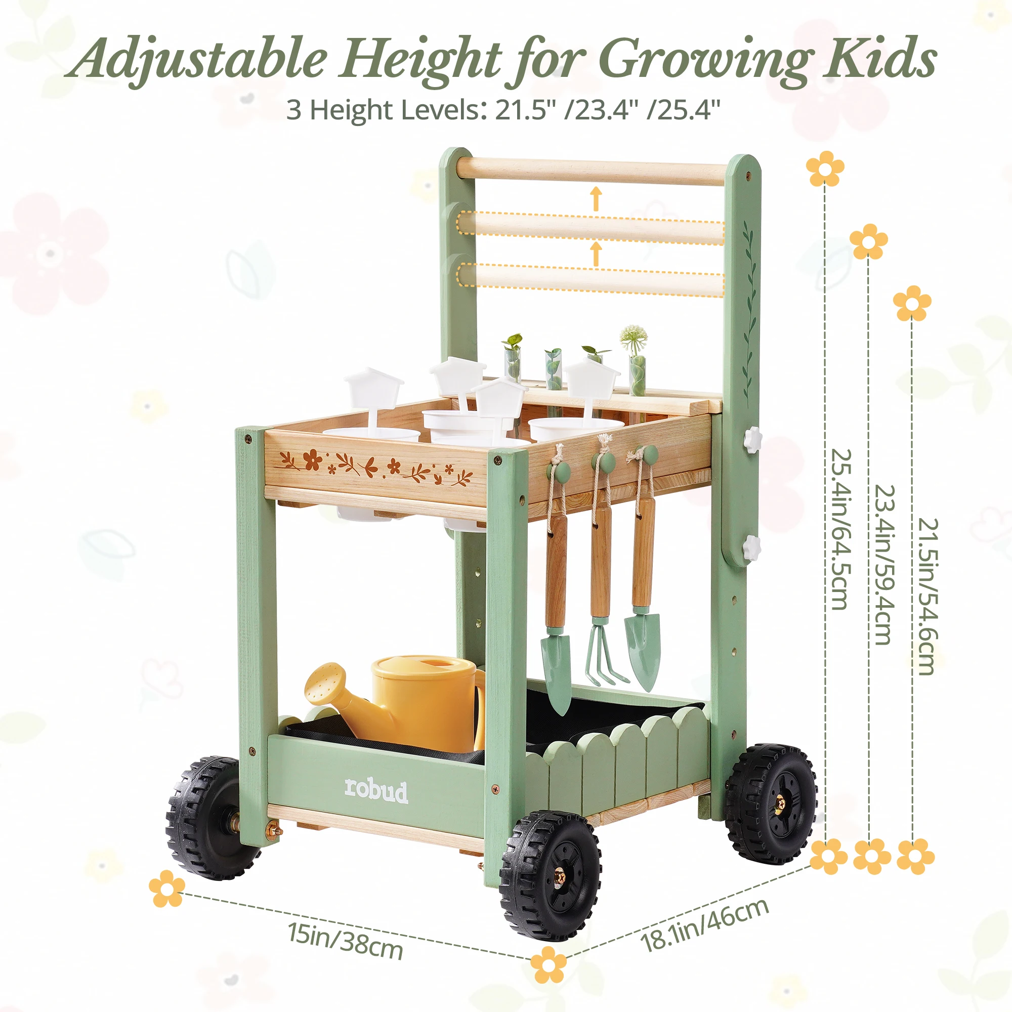 ROBUD 나무로 만든 야외용 어린이 진흙 주방 세트, - Gardening Tools Girly 리뷰 및 가격