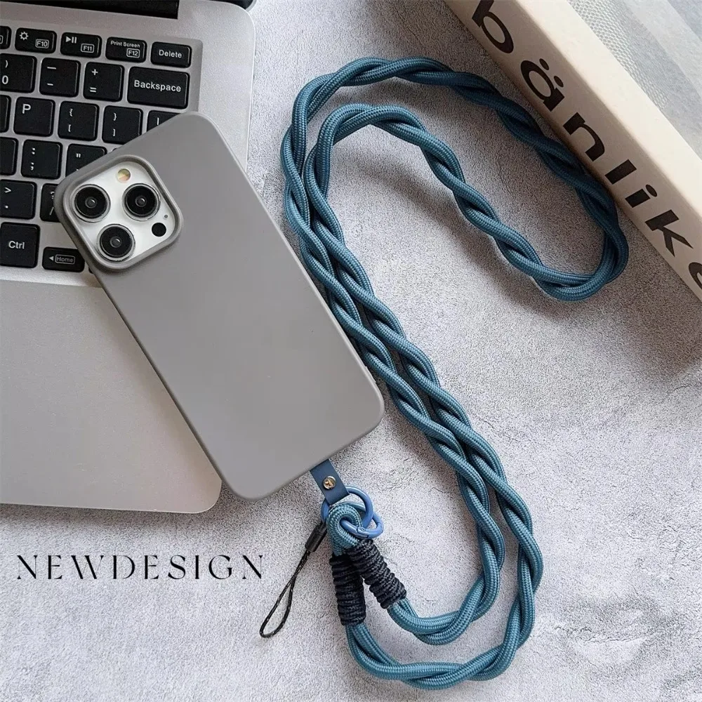 New Twist Nylon Strap Mobile Phone Long Lanyard Anti-lost Hanging Neck Rope Keychain Pendant