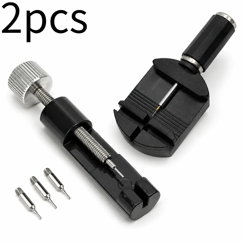 2Pcs Watch Band Link Remover Disassembly Tool Set With Spare Pins Portable DIY Hand Repair Kit For Resizing Metal Watch Bracelet