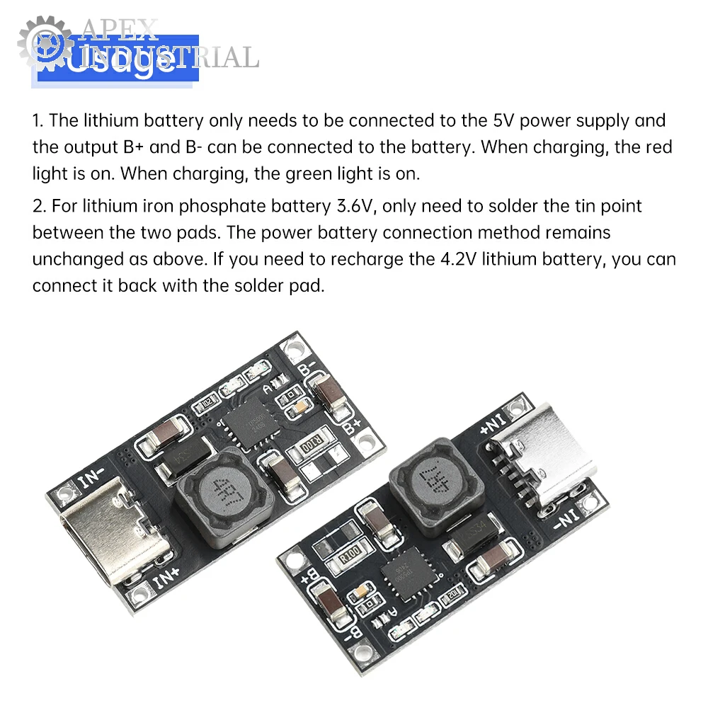 TP5000 lithiumbatterij oplaadbord 4,2 V / 3,6 V 1A opladermodule met bescherming tegen oververhitting Flash Buck Power Module Low-Power