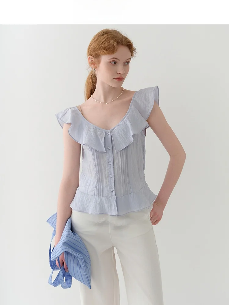 

Модный женский топ Sweet Sle Jiujiu с кружевными вставками и асимметричным подолом, лето 2025, новинка