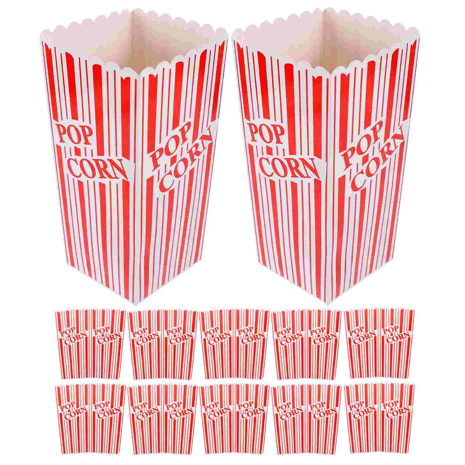 12 Pcs 팝콘 상자 파티 레스토랑 식탁 접이식 디저트 장식 (대형 빨간색) 12pcs 버킷 크리스마스 상자