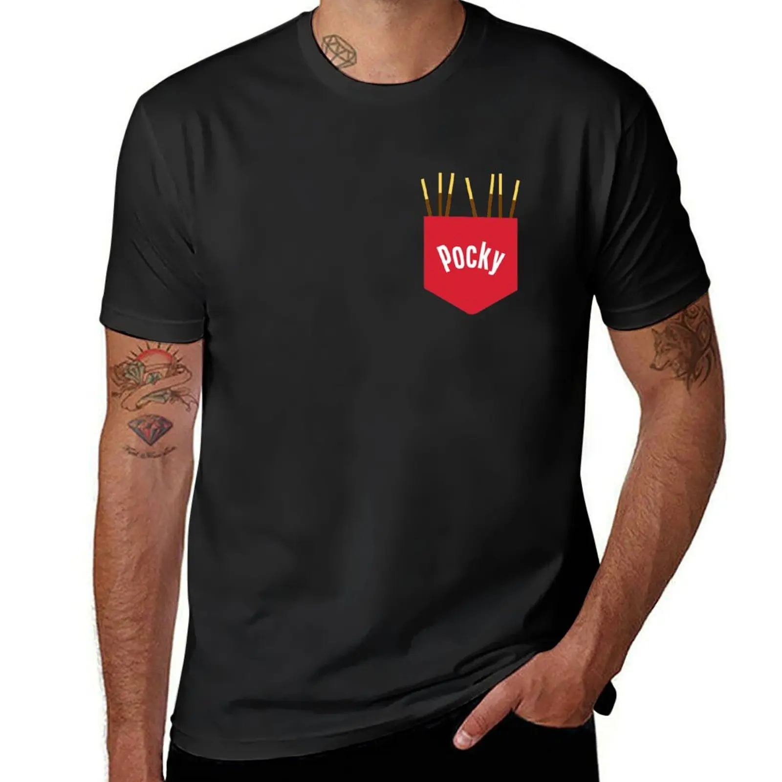 Pocky Pocket (Chocolate Version) T-Shirt blacks korean fashion mens cotton t shirts