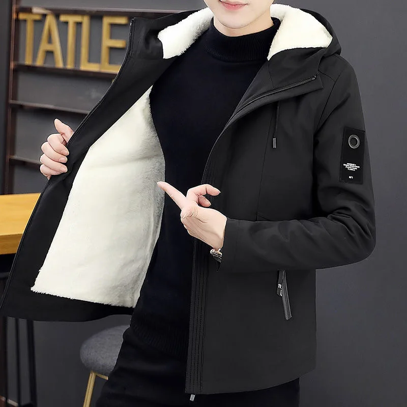 2023 Autumn and Winter New Fashion Cashmere Thick Warm Hooded Jacket Men\'s Casual Loose Comfortable High Quality Plus Size Coat