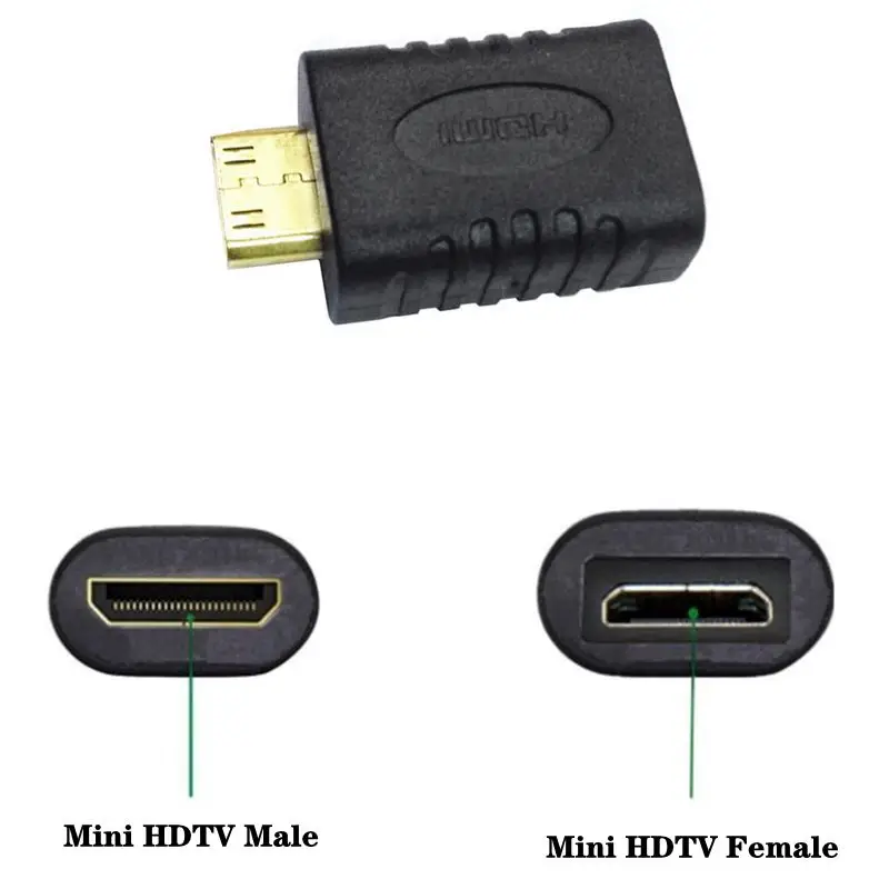 Mini adaptador compatível com HDMI, interface masculina e feminina, tipo C, tipo D