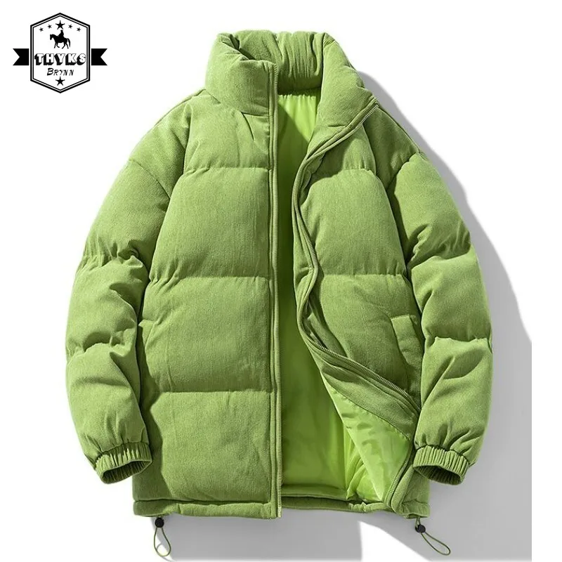 

Winter Mens Cotton Parka Coat Jackets Padded Warm Loose Corduroy Jacket for Men Korean Fashion Solid Casual Windbreaker Coat Men