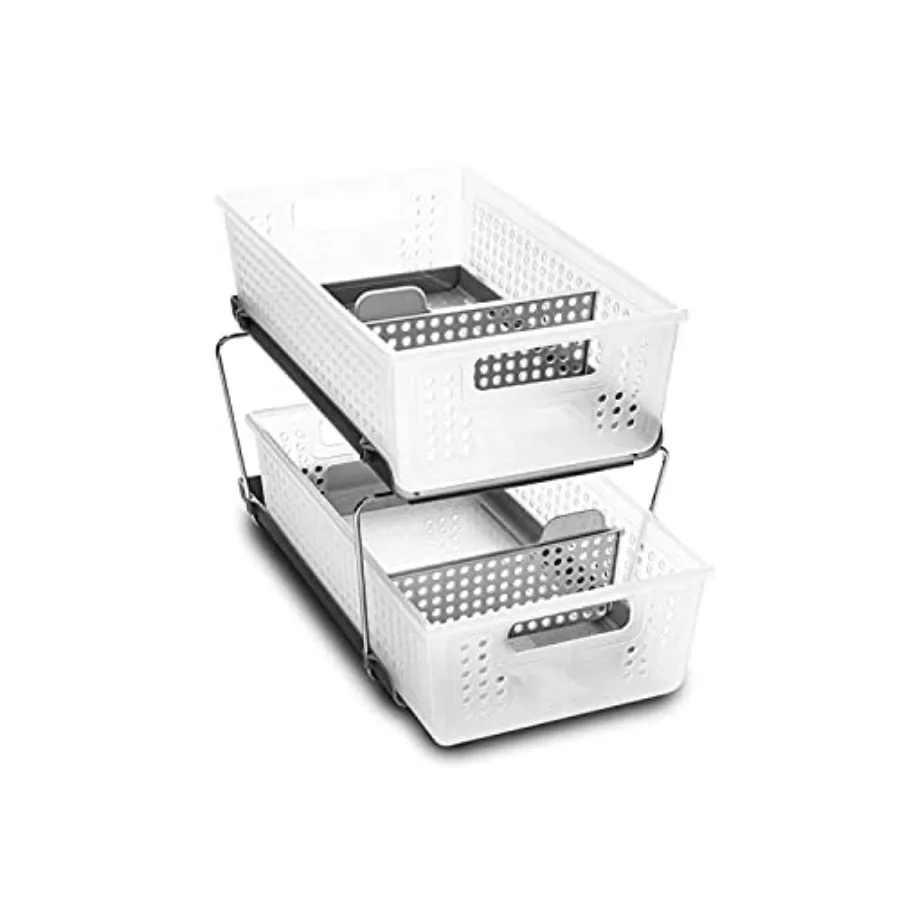 

2 Tier Bath Organizer, Undersink Storage with Sliding Drawers, for Cleaning Supplies, Pantry, Sponges, Bottles and Kitchen Esse