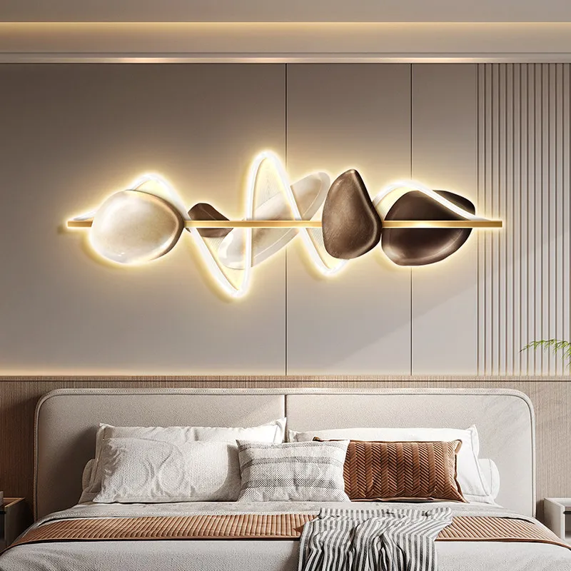 

Time comes to operate, living room TV decoration pendant, light luxury abstract entrance background wall with lights mural