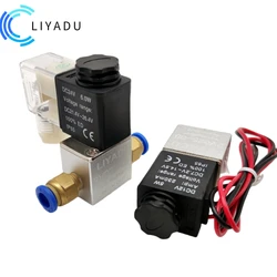 Bobina de válvula solenoide de aceite y aire NC normalmente cerrada, 2 puertos Led, 2 vías, AC110V, 220V, 380V, 12V, 24V, CC 2V025, G1/8