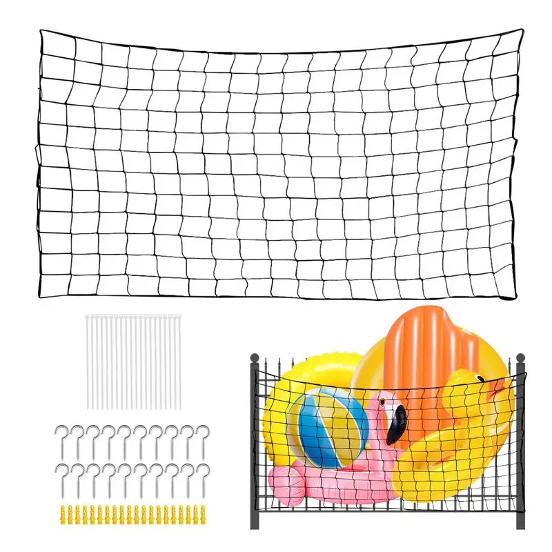 Poolside Storage Net Bag Large Capacity Toy Net Organizer Elastic For Pool Swimming Pool Inflatable Toys Storage Net For