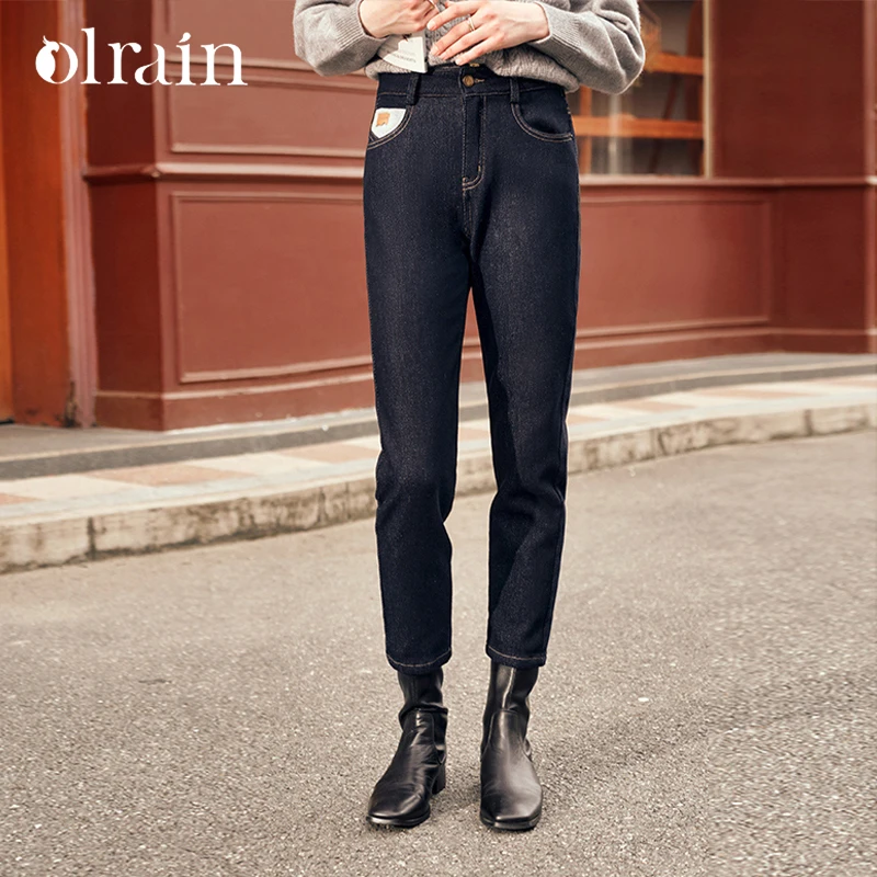 OLrain Women's Fashion Jeans Autumn Winter New Solid Pencil Pants Ankle-Length Pants 2026 Female Clothing Elegant O23DA85163