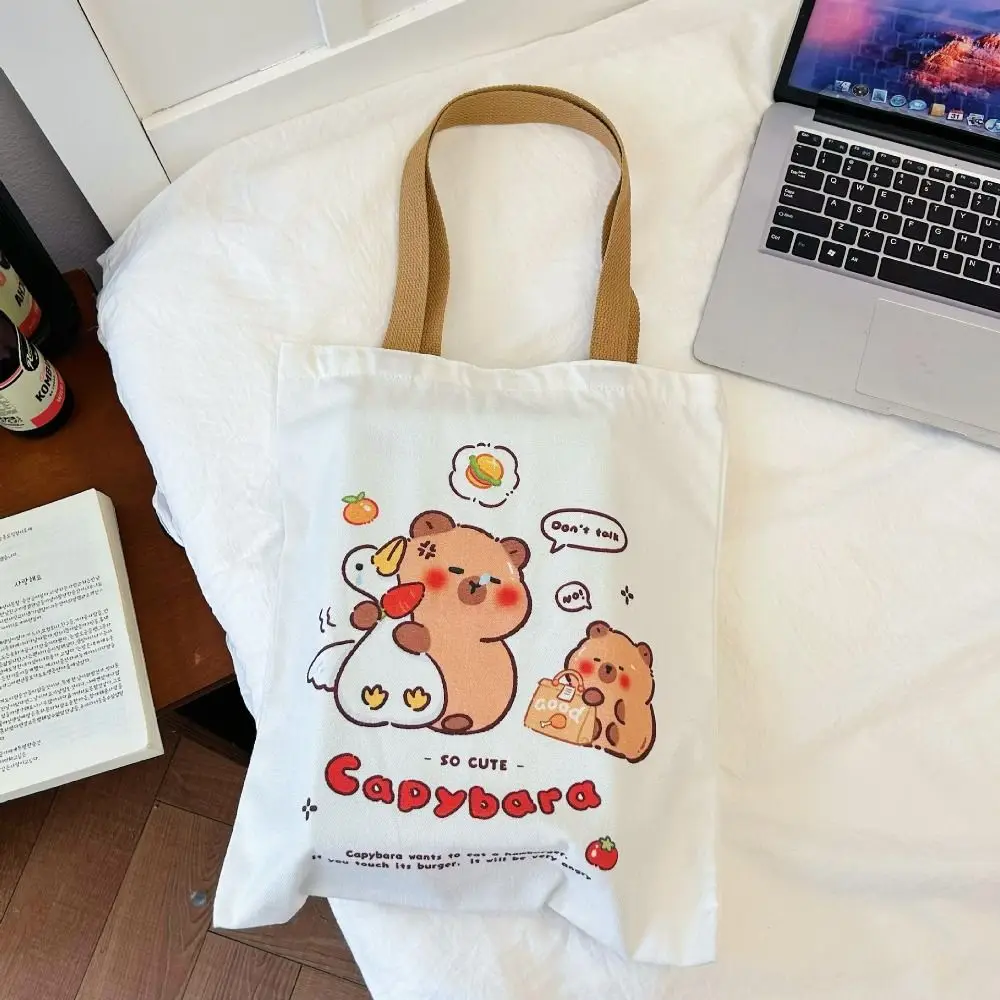 Tote bag Cute Capybara Bags School Bag Canvas Kapibara Single Shoulder Bags Underarm Bag Commute Large Capacity Capibara Handbag