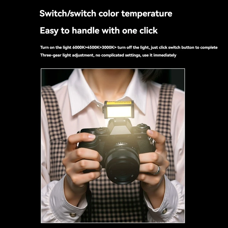 ELECT-Mini LED Light 3000/4500/6000K 3 Color Temperature For Camera Lens Photography Vlog Live Streaming With Cold Shoe Mount