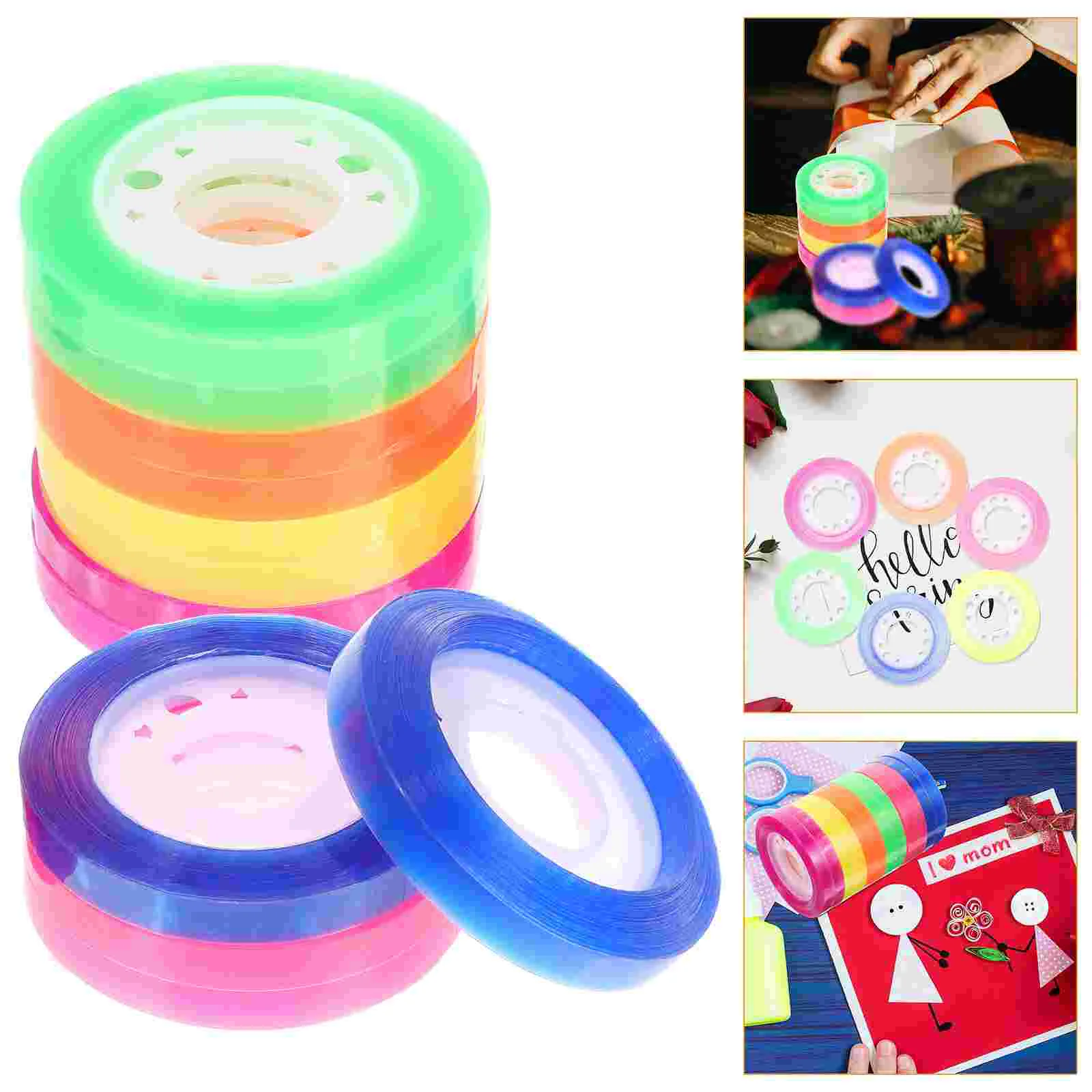 12 Rolls Color Transparent Tape Stationery Supplies Scrapbook Decorative Bopp DIY Tapes Adhesive Student Magnetic