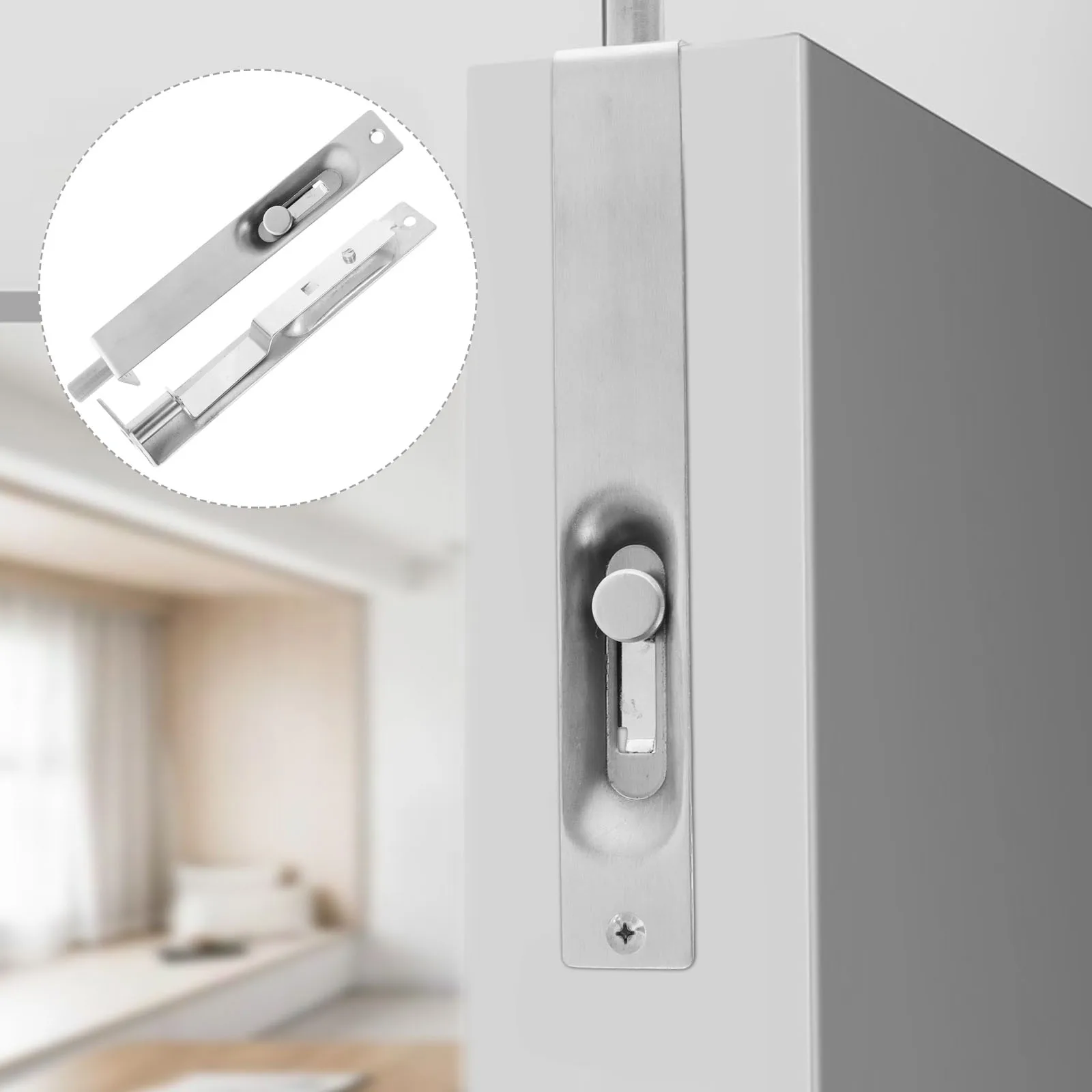 

Stainless Steel Fireproof Door Bolt Heavy Duty Slide Latch Double Doors Concealed Lock Anti Theft Home Security Bathroom Gate