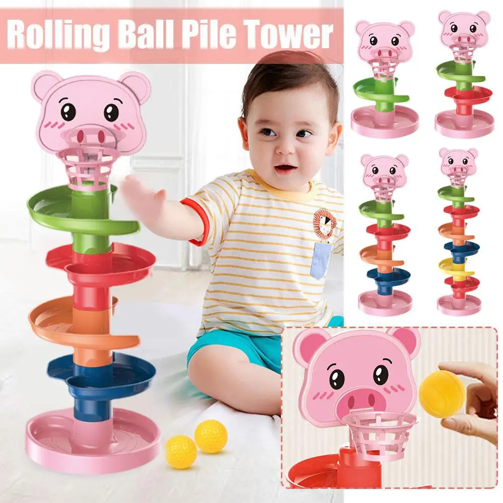 Giocattoli per bambini Rolling Ball Pile Tower giocattolo educativo precoce per bambini pista rotante giocattolo impilabile regalo educativo per bambini per Ki T8C9