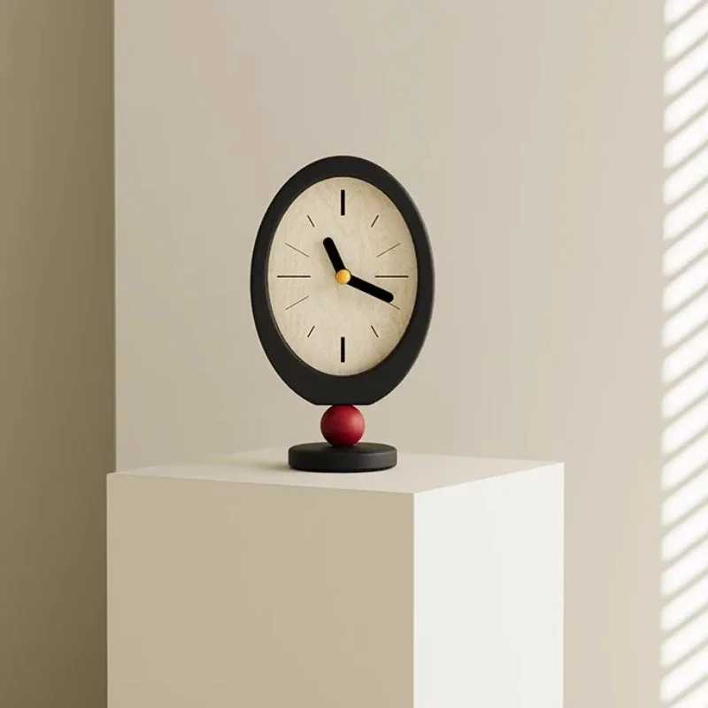 Wooden Table Clocks Living Room Coffee Table Desktop Clock Bedroom Silent Simple Desk Watch Interior Decoration Accessories