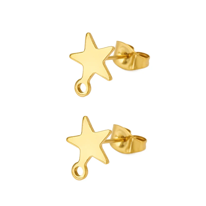 20pcs Stainless Steel Star Heart Studs for DIY Jewellery Making