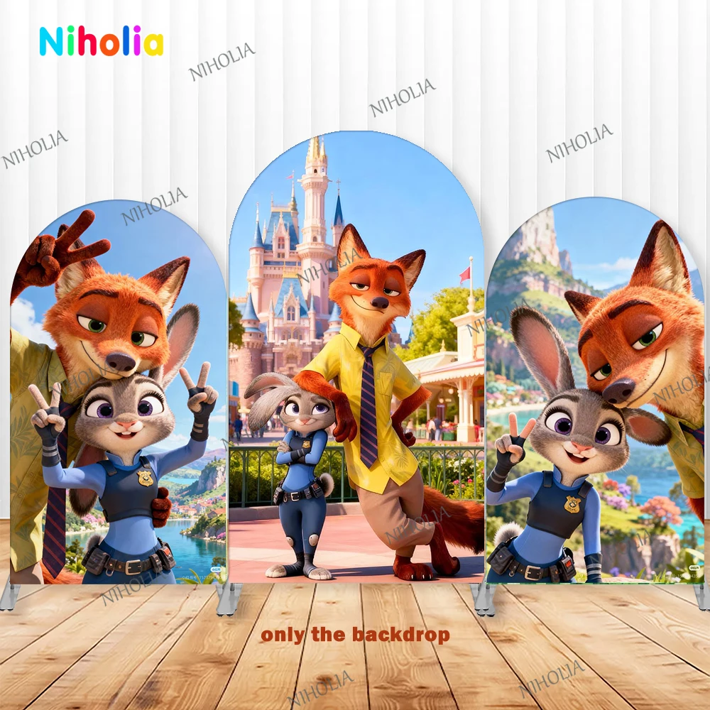 

Зверополис Ник и Джуди детские принадлежности для дня рождения арка фон для фотосъемки украшения для детского душа реквизит животные город