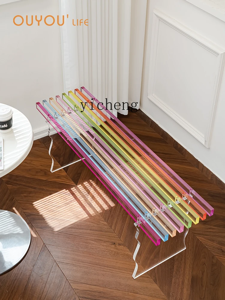 ZK Cute Household Rainbow Low Stool Living Room Acrylic Stool Modern Small Apartment Doorway Shoe Wearing Stool