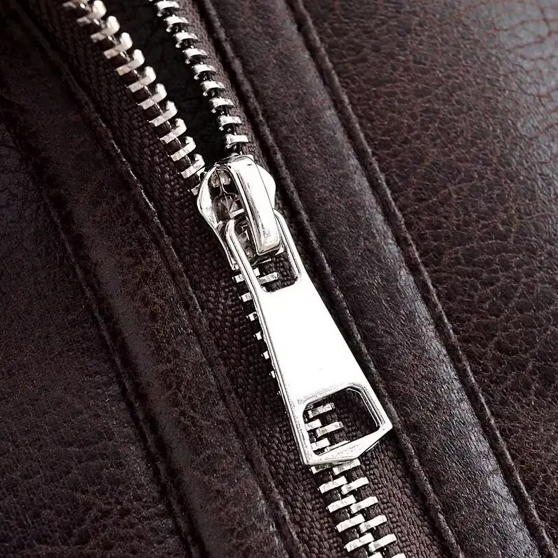 KASLEAD New Faion Motorcycle Sle Women's Jaet Quilted Lined Double Color Leather Fur Coat Zipper Closure Long Sve