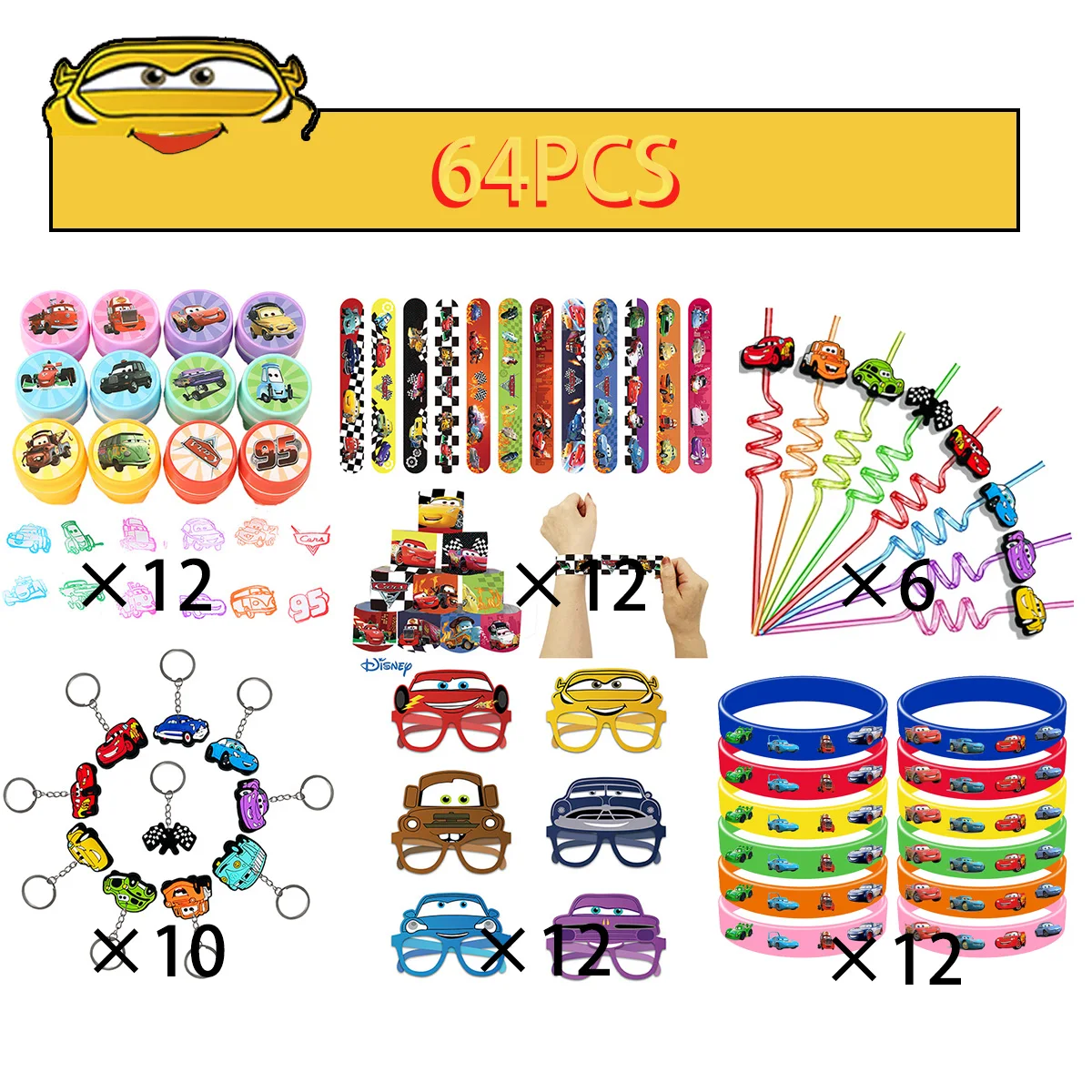 سيارات البرق ماكوين هدايا الحفلات للأطفال حفلة عيد ميلاد لوازم صفعة أساور طوابع ملصقات الفصول الدراسية المكافآت عيد الميلاد